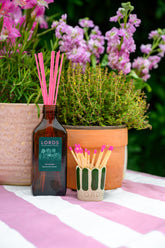 Ceramic Stripe Scallop Edge Match Pot